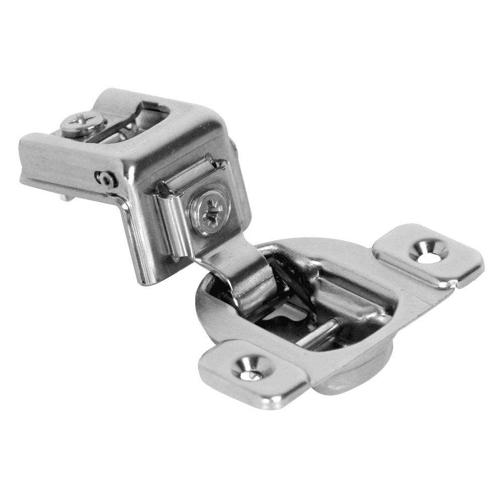 Compact 38C 107&#730; Opening Wrap-Around Face Frame Hinge, 45mm Boring Pattern, Self-Closing, 1-1/4" Overlay, Screw-On - Main Image