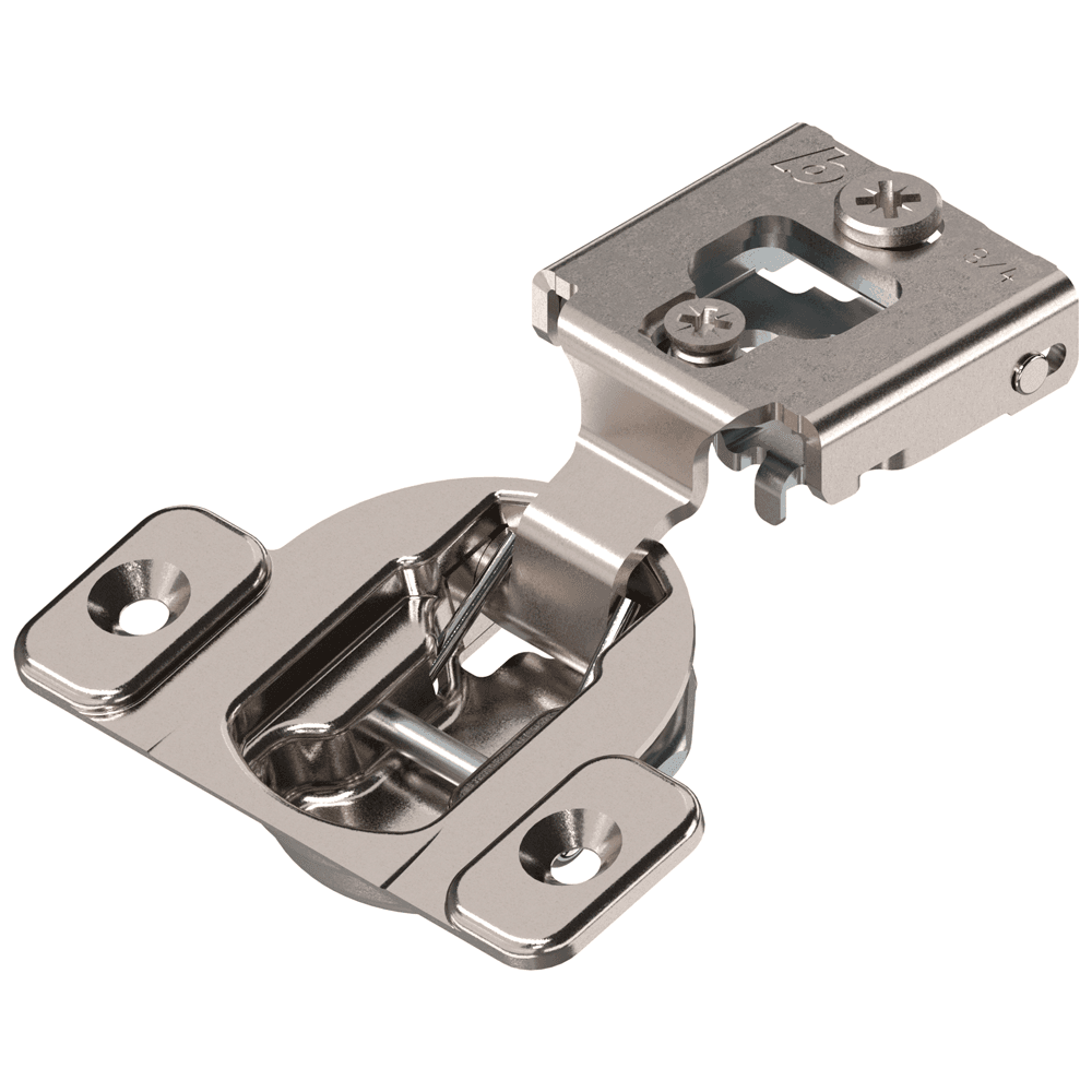 Compact 38N 105&#730; Opening Wrap-Around Face Frame Hinge, 45mm Boring Pattern, Self-Closing, 3/4" Overlay, Screw-On - Main Image
