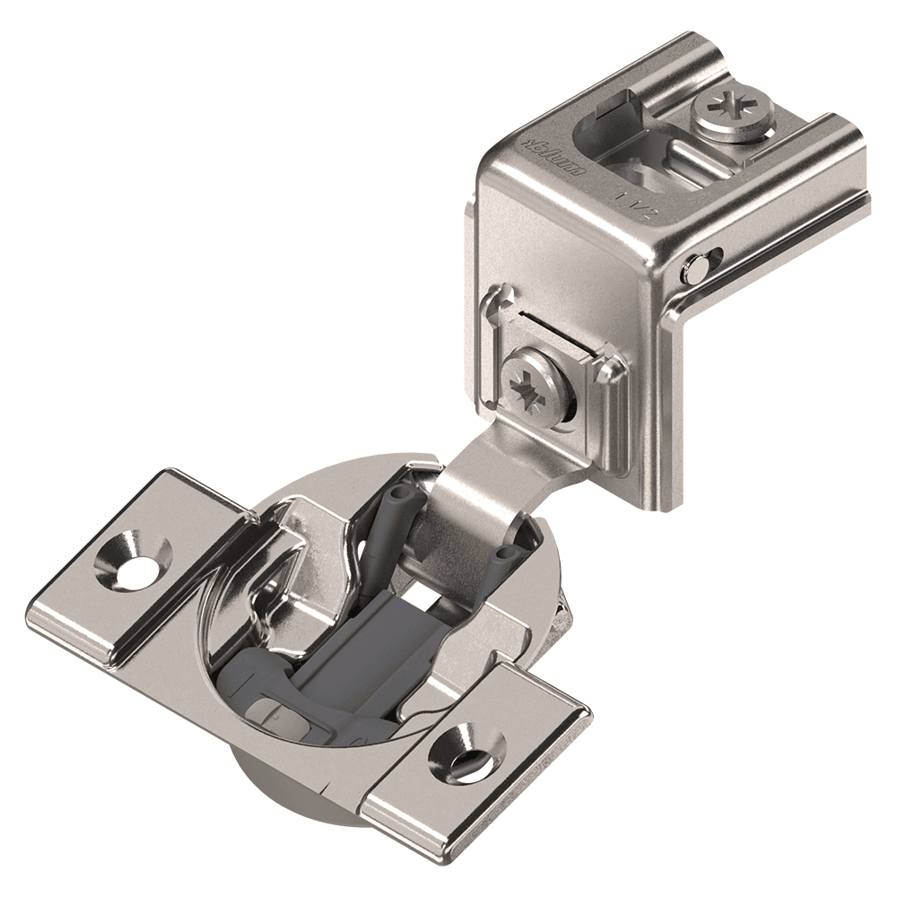 Compact 39C 110&#730; Opening Wrap-Around Face Frame Hinge, 45mm Boring Pattern with BLUMOTION Soft-Closing, 1-1/2" Overlay, Screw-On - Main Image