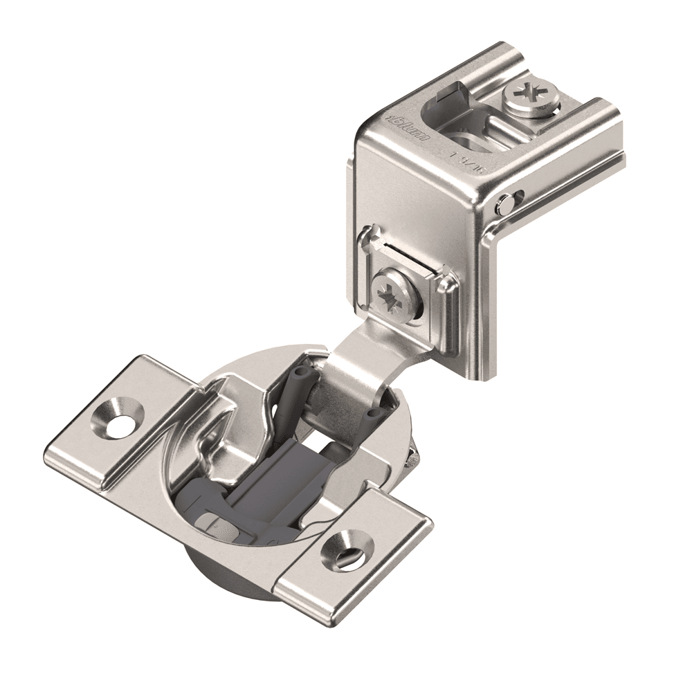 Compact 39C 110&#730; Opening Wrap-Around Face Frame Hinge, 45mm Boring Pattern with BLUMOTION Soft-Closing, 1-1/2" Overlay, Dowelled - Alt Image 1