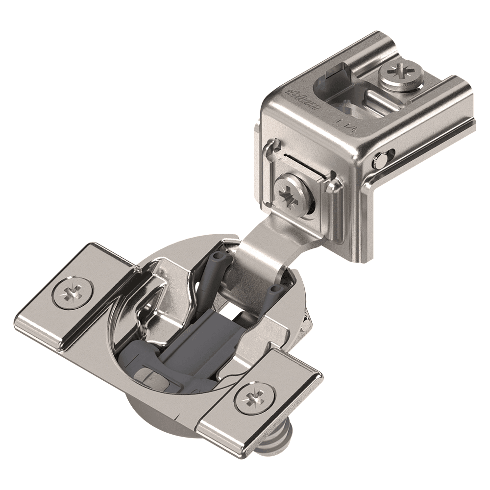 Compact 39C 110&#730; Opening Wrap-Around Face Frame Hinge, 45mm Boring Pattern with BLUMOTION Soft-Closing, 1-1/4" Overlay, Dowelled - Main Image