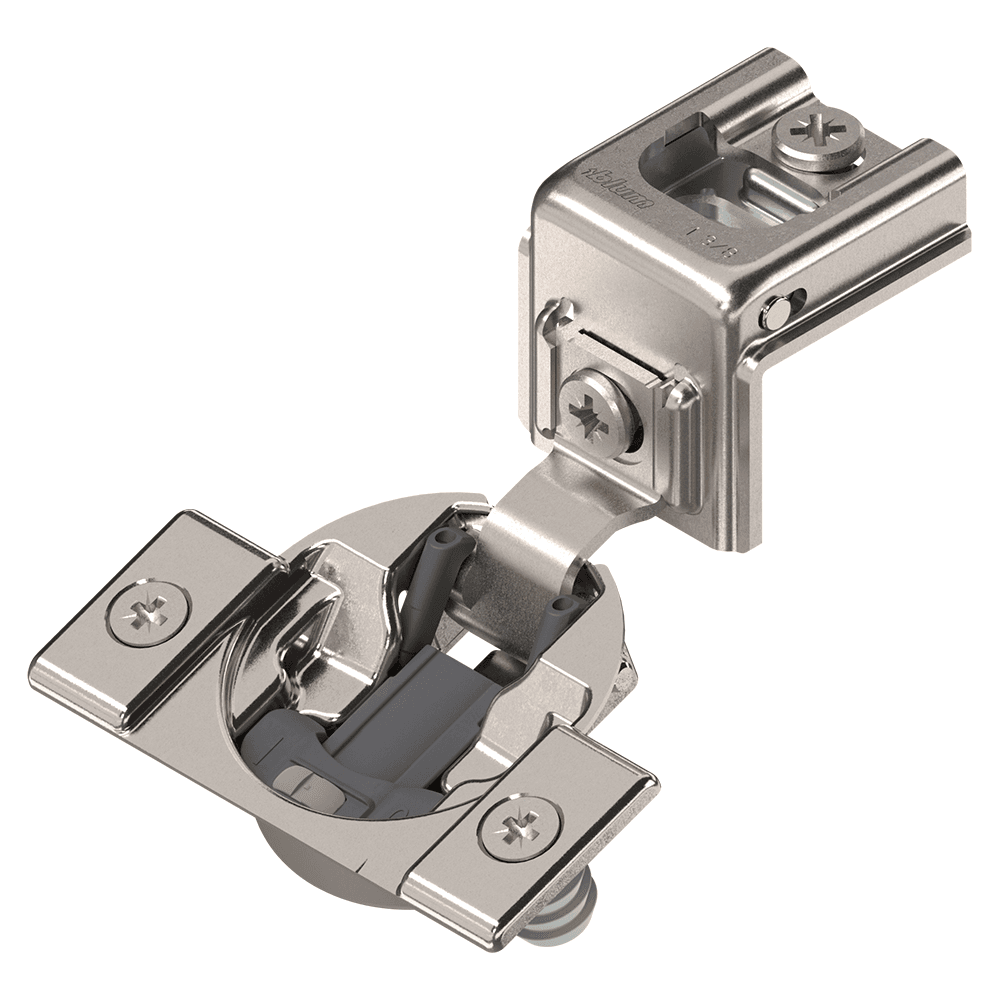 Compact 39C 110&#730; Opening Wrap-Around Face Frame Hinge, 45mm Boring Pattern with BLUMOTION Soft-Closing, 1-1/2" Overlay, Dowelled - Main Image