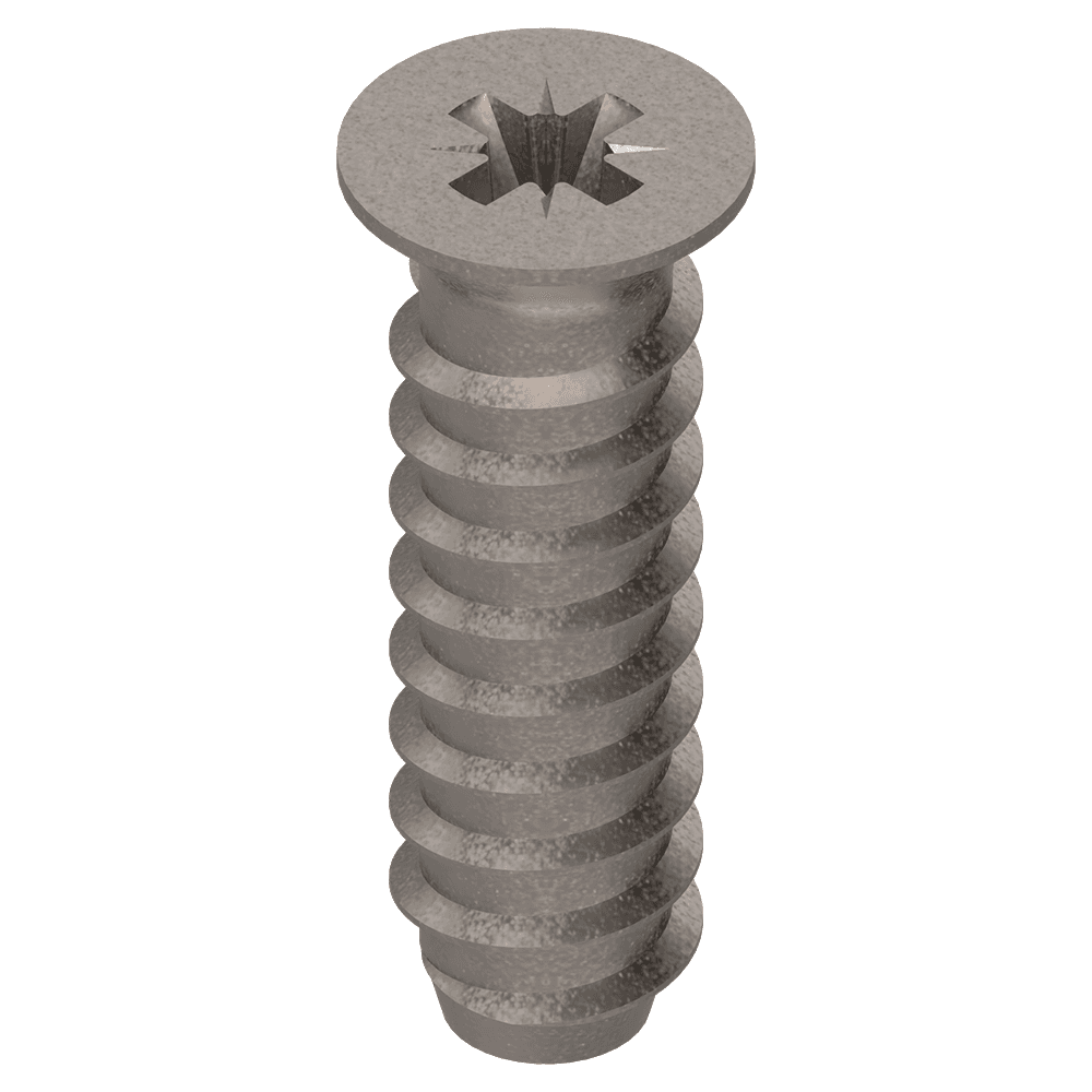 #6 x 20mm Flat Head Euro Screw, Pozi Drive Coarse Thread and Blunt Point, Zinc, Box of Thousand by Blum - Main Image