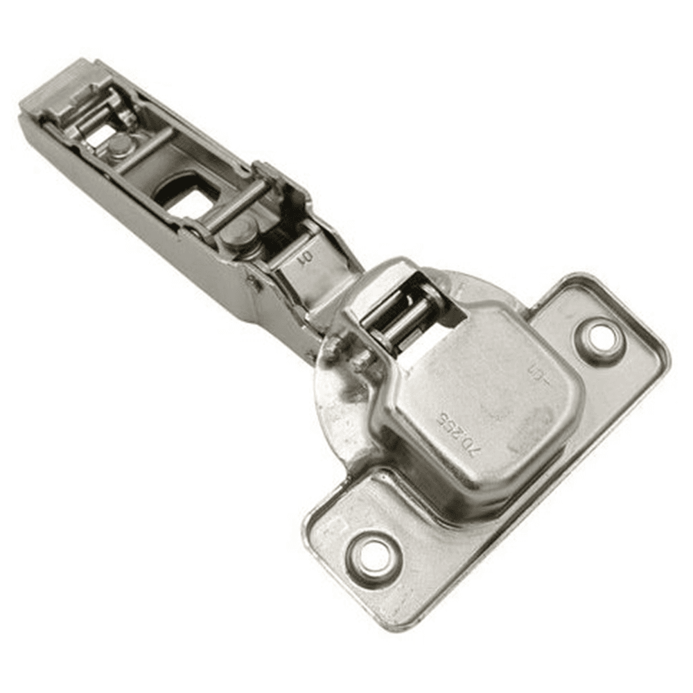 Clip 100° Opening Hinge, 45mm Bore Pattern, Free-Swinging, Full Overlay, Nickel-Plated, Dowelled - Alt Image 1