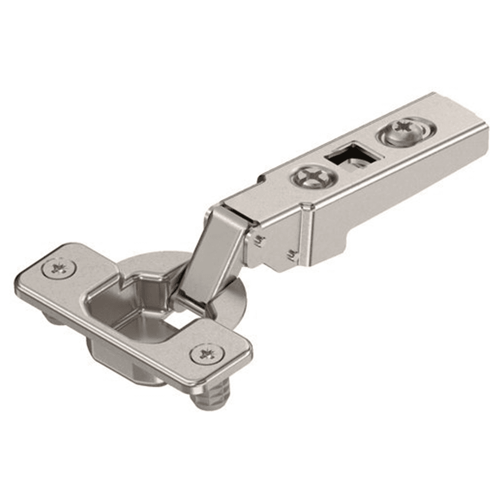 Clip 100° Opening Hinge, 45mm Bore Pattern, Free-Swinging, Full Overlay, Nickel-Plated, Dowelled - Main Image