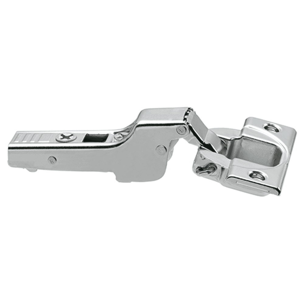 Clip Top 110° Opening Hinge, 45mm Bore Pattern, Free-Swinging, Half Overlay, Nickel-Plated, Screw-On - Main Image