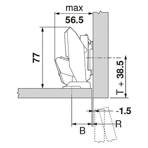 Clip Top 110° Opening Hinge, 32mm Boring Pattern, Free-Swing, Full Overlay, Nickel-Plated, Expando - Alt Image 2