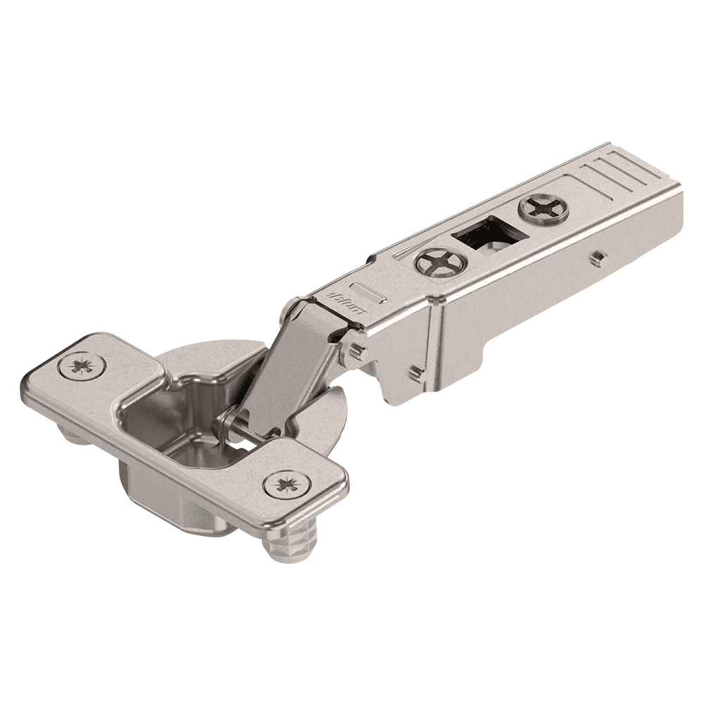 Clip Top 95° Opening Hinge, 45mm Bore Pattern, Free-Swinging, Full Overlay, Nickel-Plated, Dowelled - Main Image