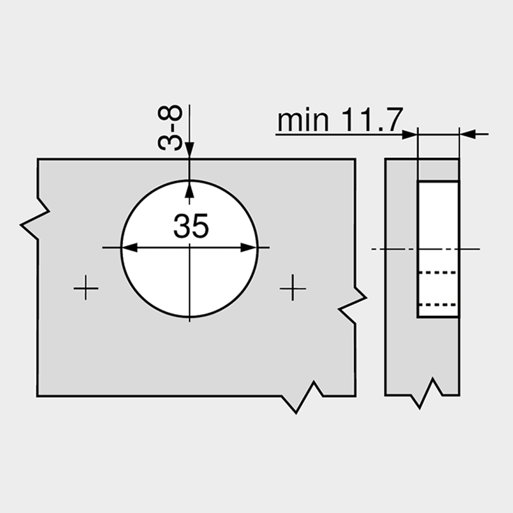 Clip Top 125° Opening Zero Protrusion Thick Door Hinge with BLUMOTION Soft-Closing, Full Overlay, Nickel-Plated, Dowelled - Alt Image 2