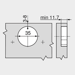 Clip Top 125° Opening Zero Protrusion Thick Door Hinge with BLUMOTION Soft-Closing, Full Overlay, Nickel-Plated, Dowelled - Alt Image 2