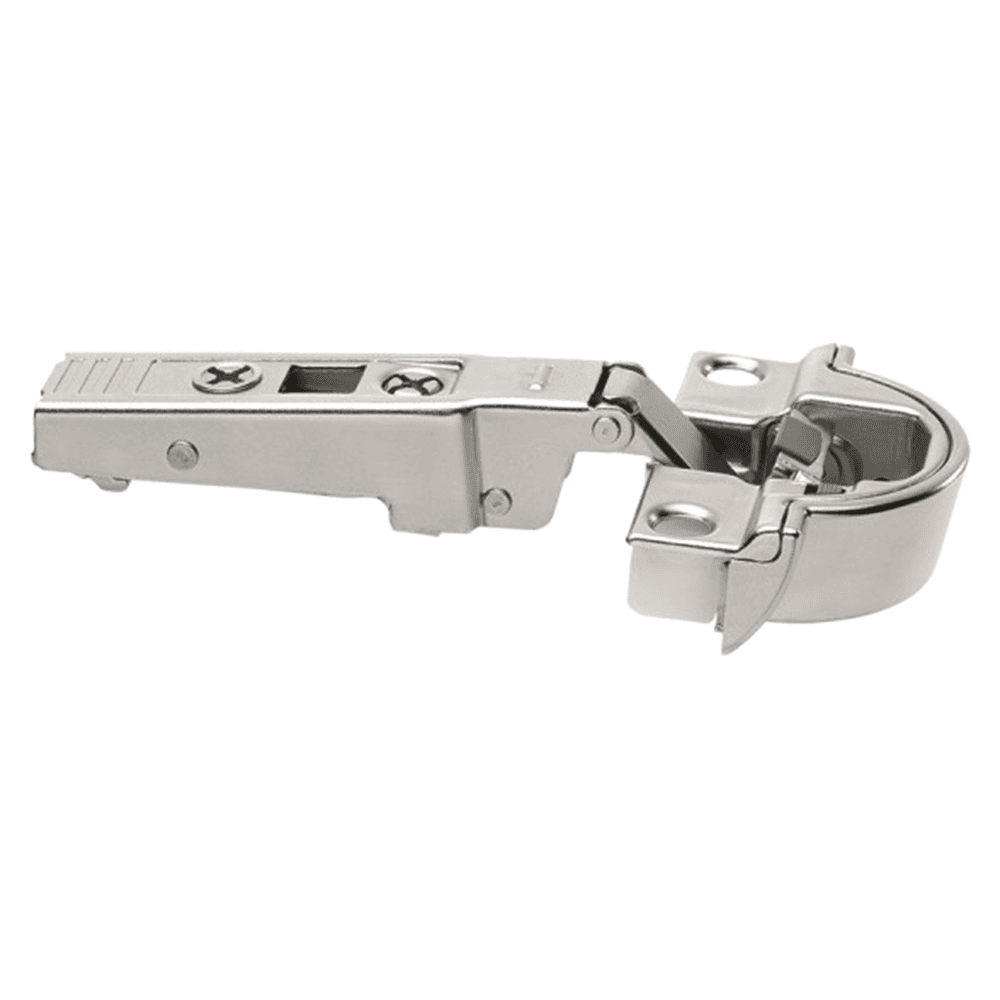 Clip Top 95° Opening Narrow Aluminum Door Hinge with BLUMOTION Soft-Closing, Overlay, Nickel-Plated, Screw-On - Main Image