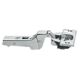 Clip Top 95° Opening Thick Door Hinge, 45mm Bore Pattern, Self-Closing, Half Overlay, Nickel-Plated, Screw-On - Main Image