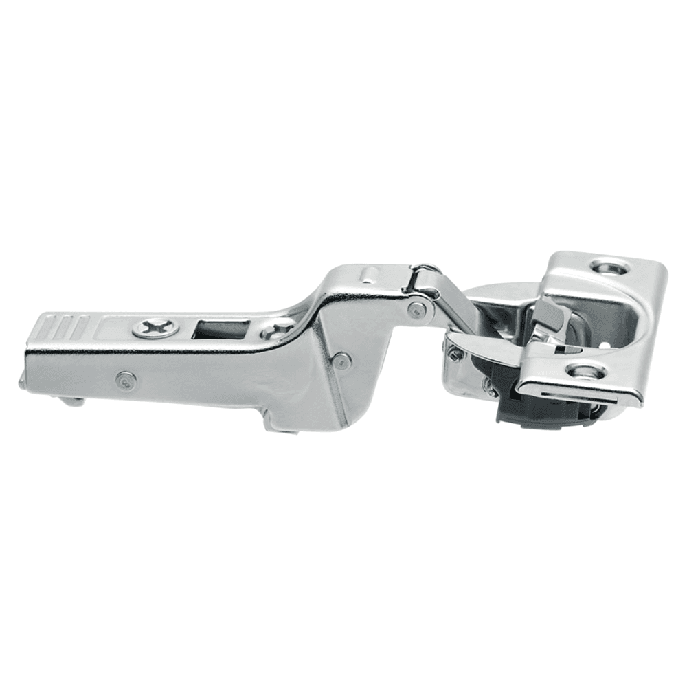 Clip Top 95° Opening Thick Door Hinge, 45mm Bore Pattern, Self-Closing, Half Overlay, Nickel-Plated, Inserta - Alt Image 1