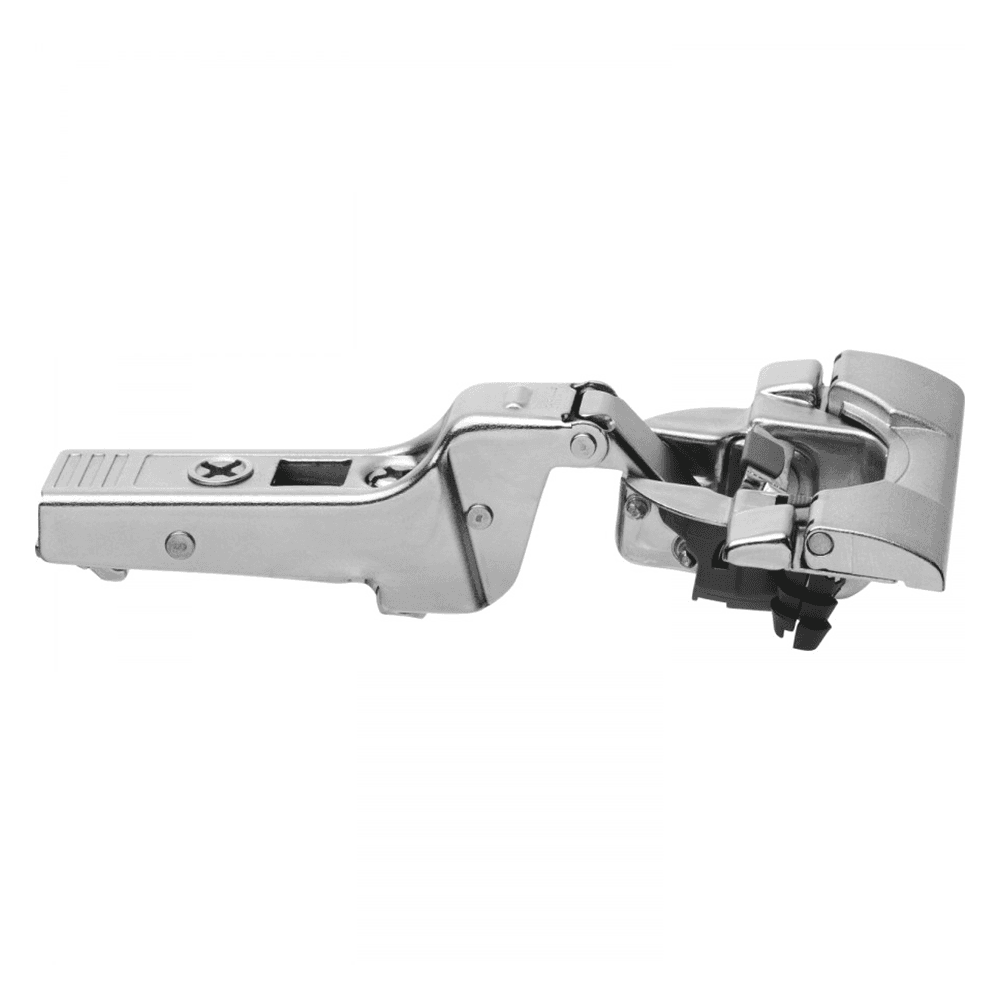 Clip Top 95° Opening Thick Door Hinge, 45mm Bore Pattern, Self-Closing, Half Overlay, Nickel-Plated, Inserta - Main Image