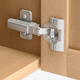 Clip Top 95° Opening Thick Door Hinge, 45mm Bore Pattern, Self-Closing, Inset, Nickel-Plated, Dowelled - Alt Image 1