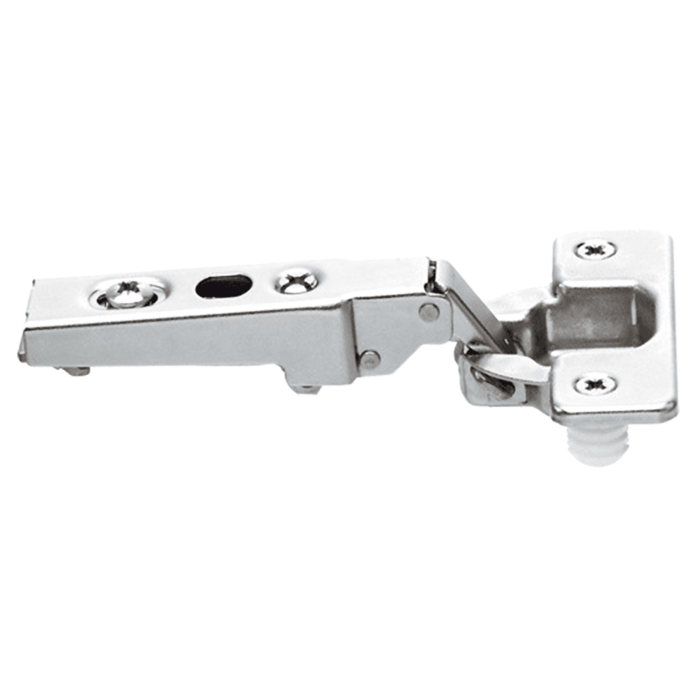 Clip 100° Opening Hinge, 45mm Bore Pattern, Self-Closing, Full Overlay, Nickel-Plated, Dowelled - Main Image