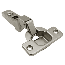 Clip 100° Opening Hinge, 45mm Bore Pattern, Self-Closing, Half Overlay, Nickel-Plated, Dowelled - Alt Image 1