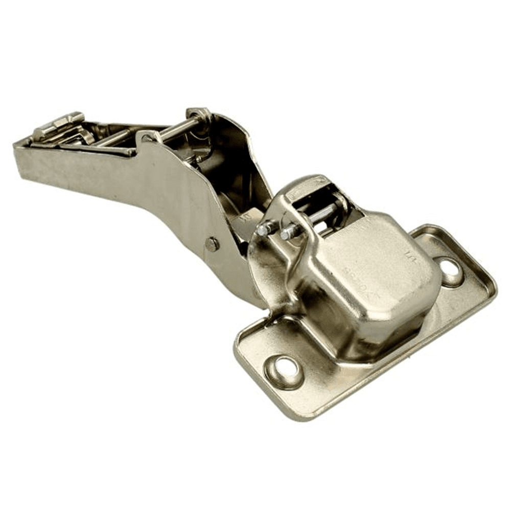 Clip 100° Opening Hinge, 45mm Bore Pattern, Self-Closing, Inset, Nickel-Plated, Screw-On - Alt Image 1