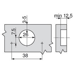 Clip Top 94° Opening Mini Hinge, 38mm Bore Pattern, Self-Closing, Full Overlay, Nickel-Plated, Screw-On - Alt Image 2
