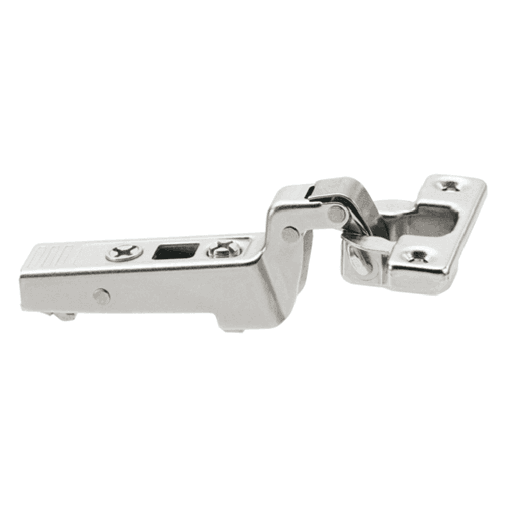 Clip Top 94° Opening Mini Hinge, 38mm Bore Pattern, Self-Closing, Inset, Nickel-Plated, Screw-On - Main Image