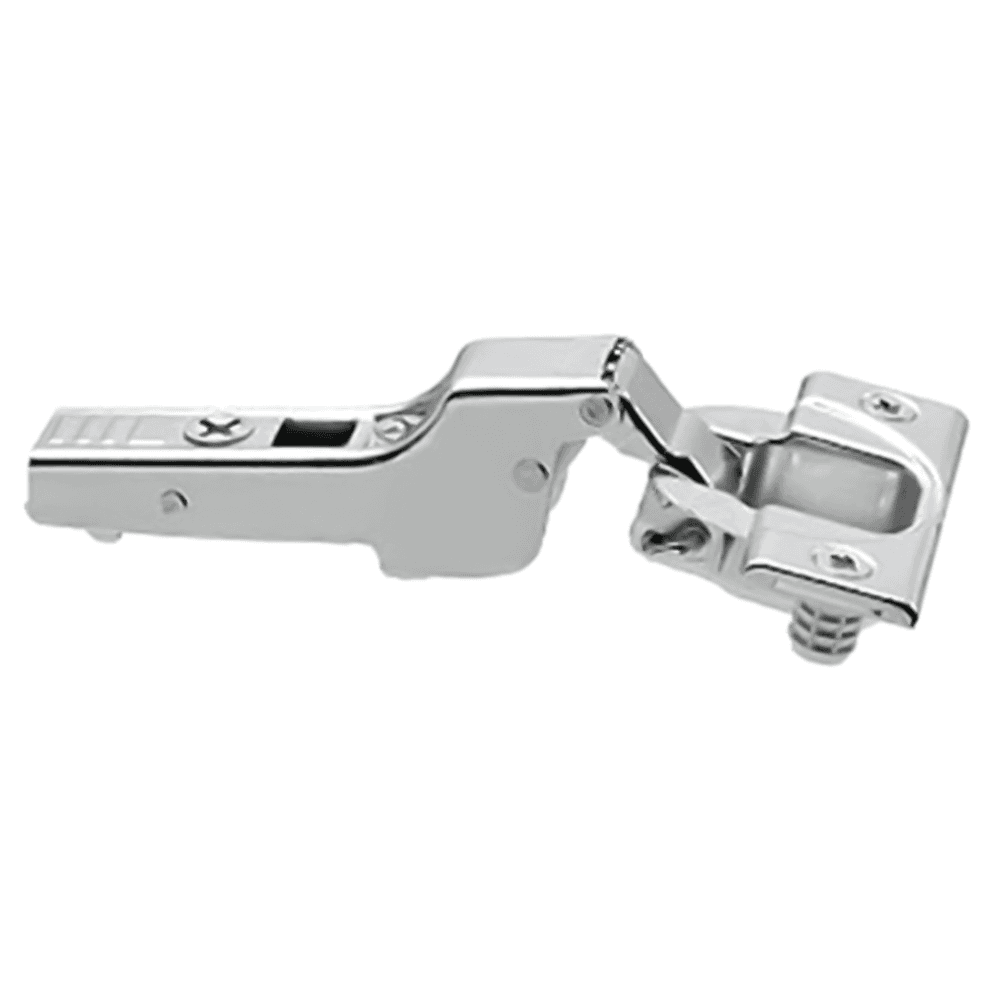 Clip Top 110° Opening Hinge, 45mm Bore Pattern, Self-Closing, Half Overlay, Nickel-Plated, Dowelled - Main Image