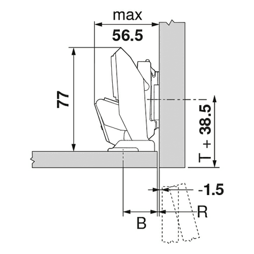 Clip Top 110° Opening Hinge, 32mm Boring Pattern, Self-Closing, Full Overlay, Nickel-Plated, Expando - Alt Image 2