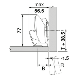 Clip Top 110° Opening Hinge, 32mm Boring Pattern, Self-Closing, Full Overlay, Nickel-Plated, Expando - Alt Image 2