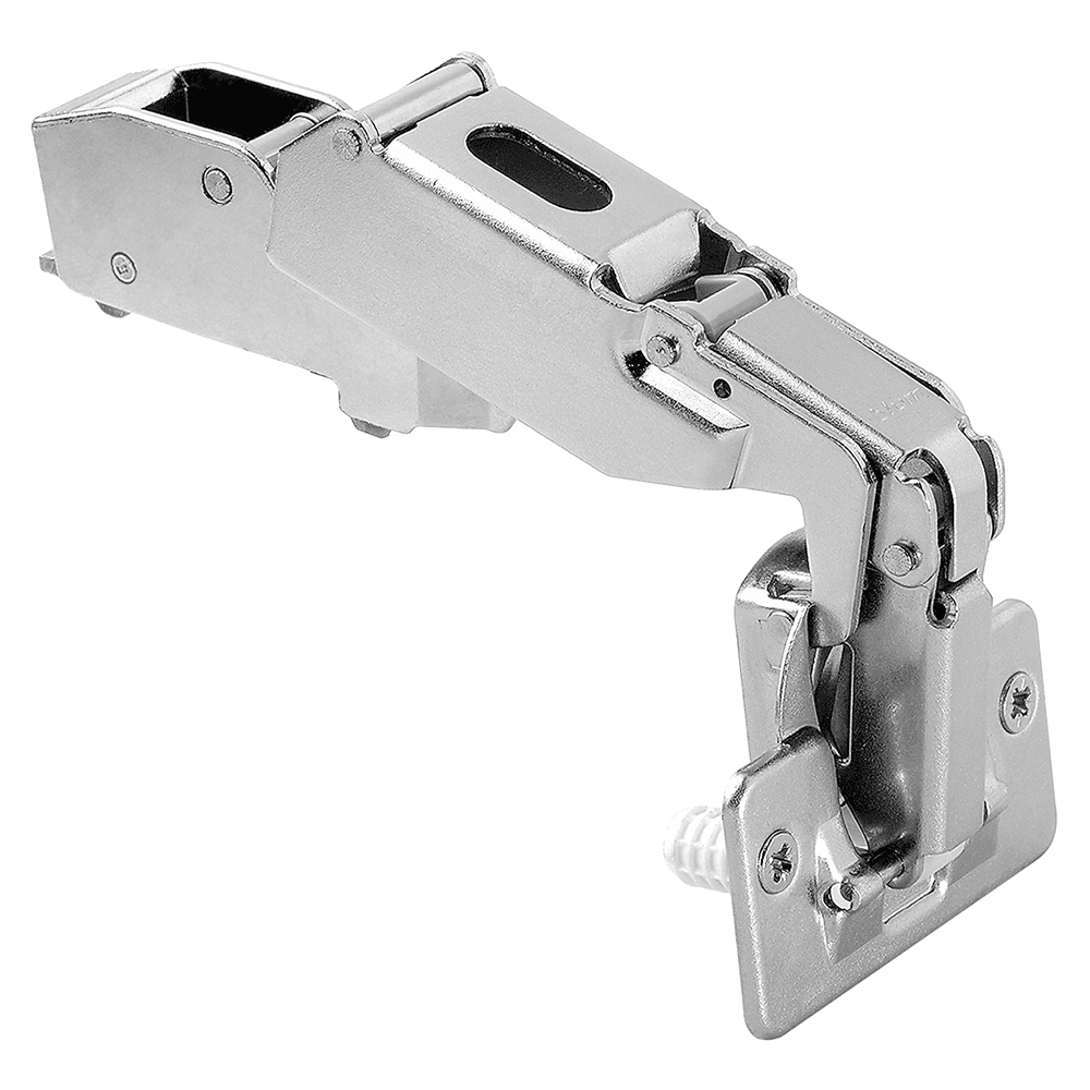 Clip Top 170° Opening Hinge, 45mm Bore Pattern, Self-Closing, Half Overlay, Nickel-Plated, Dowelled - Main Image