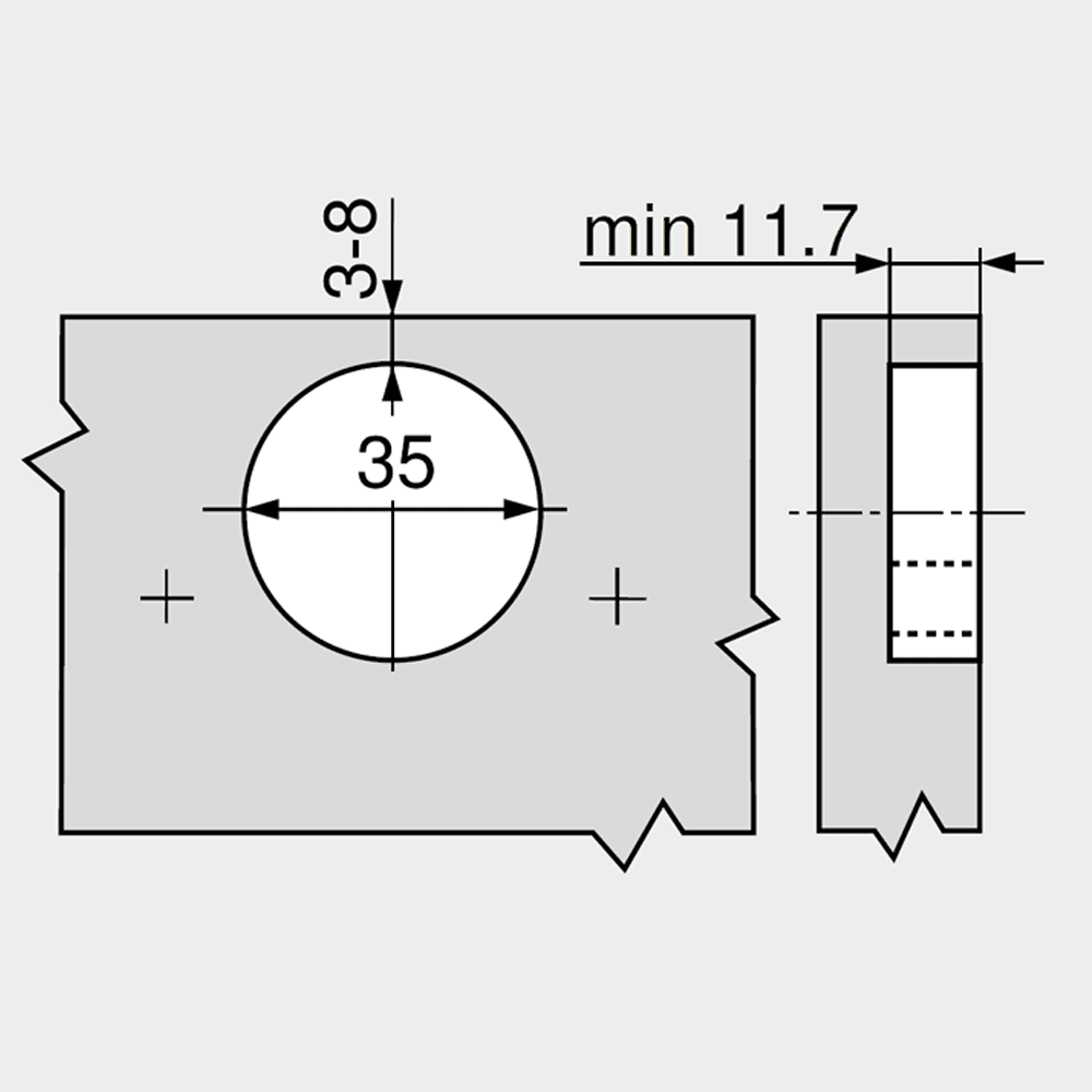 Clip Top 155° Opening Zero Protrusion Hinge, 45mm Bore Pattern, Self-Closing, Full Overlay, Nickel-Plated, Inserta - Alt Image 2