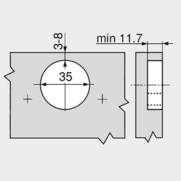 Clip Top 155° Opening Zero Protrusion Hinge, 45mm Bore Pattern, Self-Closing, Full Overlay, Nickel-Plated, Inserta - Alt Image 2