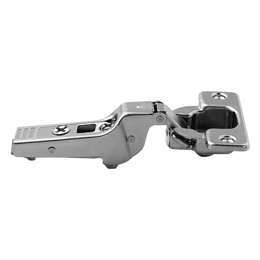 Clip Top 95° Opening Thick Door Hinge, 45mm Bore Pattern, Self-Closing, Half Overlay, Nickel-Plated, Dowelled - Alt Image 1