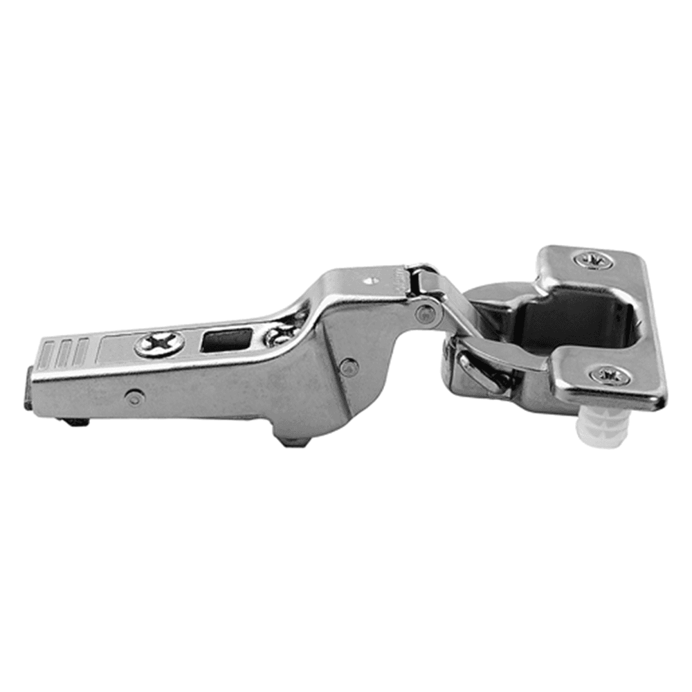 Clip Top 95° Opening Thick Door Hinge, 45mm Bore Pattern, Self-Closing, Half Overlay, Nickel-Plated, Dowelled - Main Image
