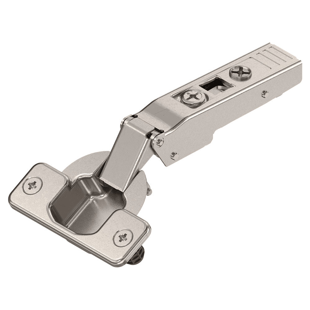 Clip Top 120&#730;+ Opening Hinge, 45mm Bore Pattern, Self-Closing, Full Overlay, Nickel-Plated, Dowelled - Main Image