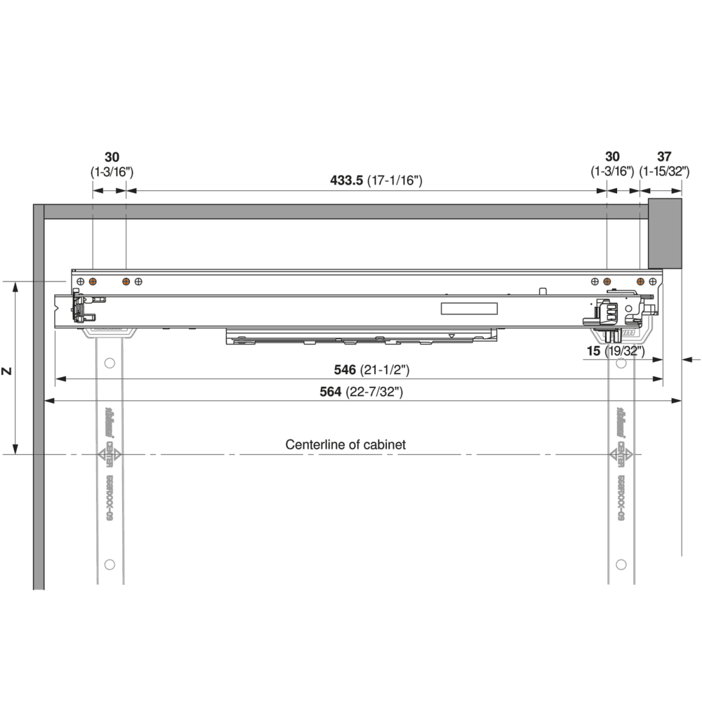 Blum Waste/Recycle Drawer Set for 15" minimum opening width