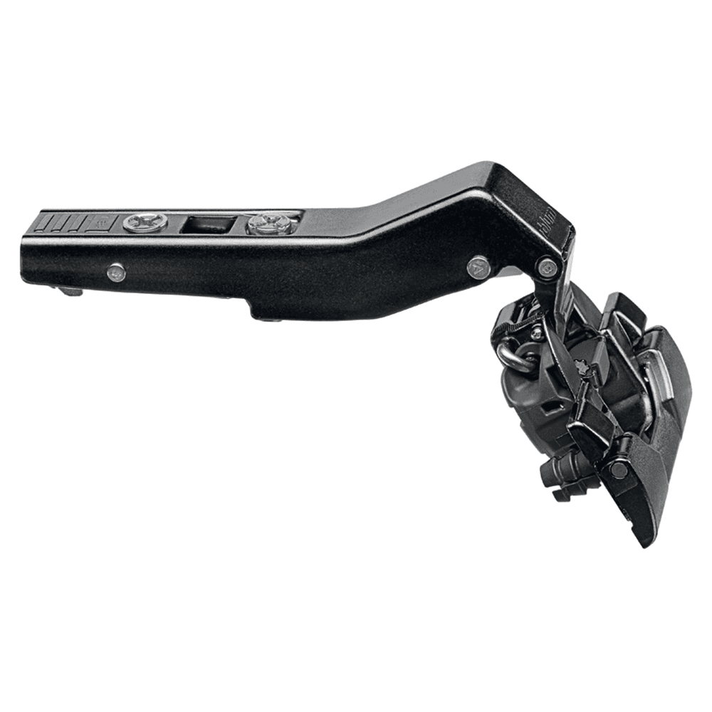 Clip Top +45&#730; II Angled 95&#730; Opening Hinge, 45mm Boring Pattern, Self-Closing, Overlay, Onyx Black, Inserta - Main Image