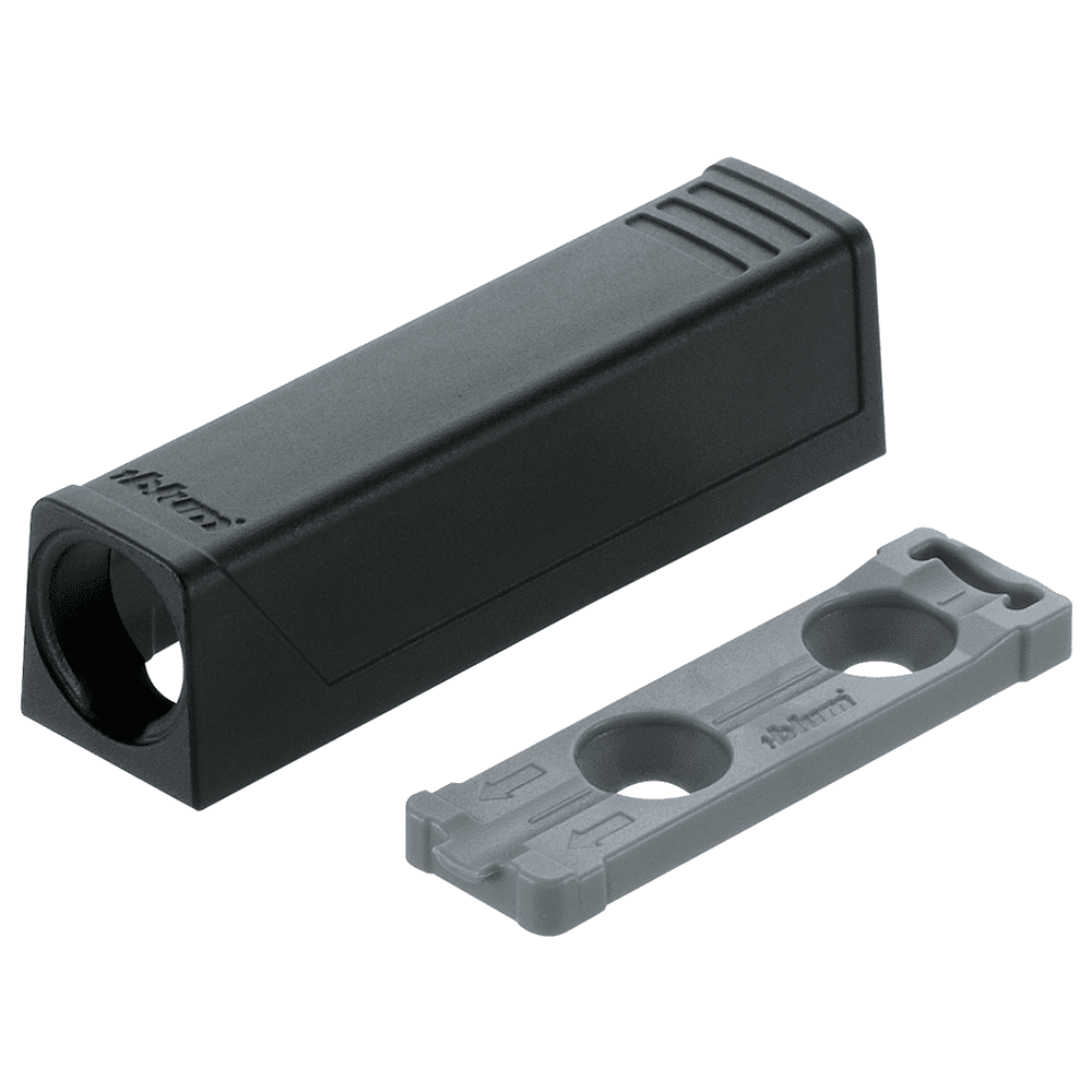 Tip-On Push to Open In-Line Adaptor Plate for Standard Doors, Black - Main Image