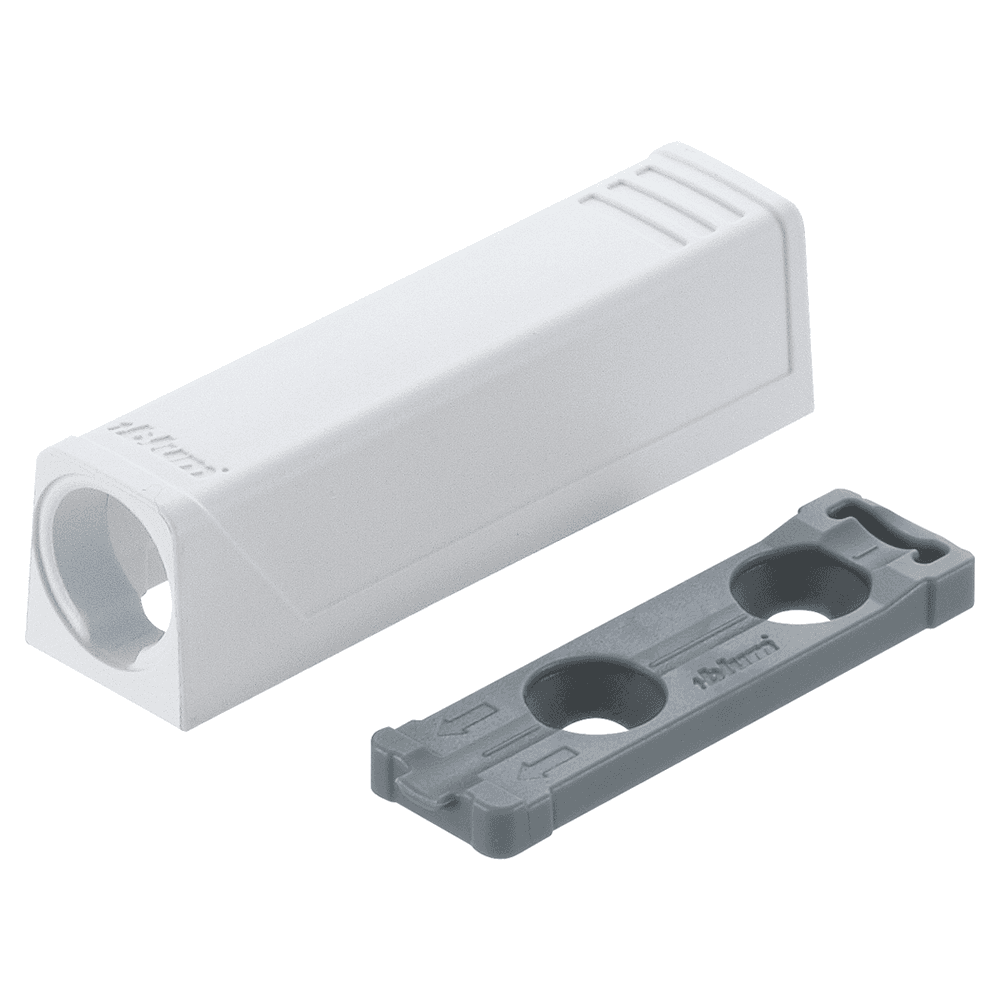 Tip-On Push to Open In-Line Adaptor Plate for Standard Doors, White - Main Image