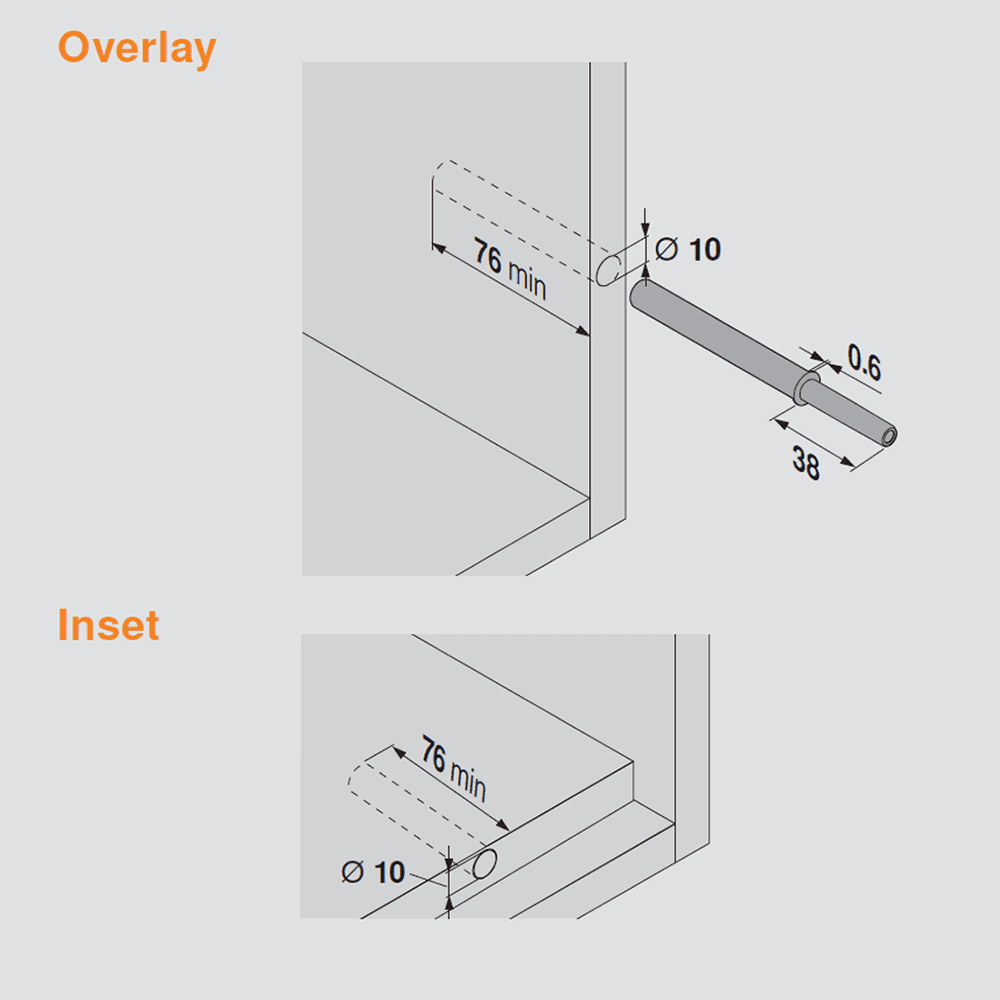 Tip-On Push to Open Set for BLUMOTION Soft-Closing Doors, Gray - Alt Image 1