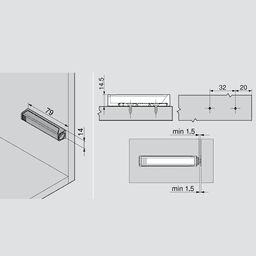 Tip-On Push to Open In-Line Adaptor Plate, Gray - Alt Image 1