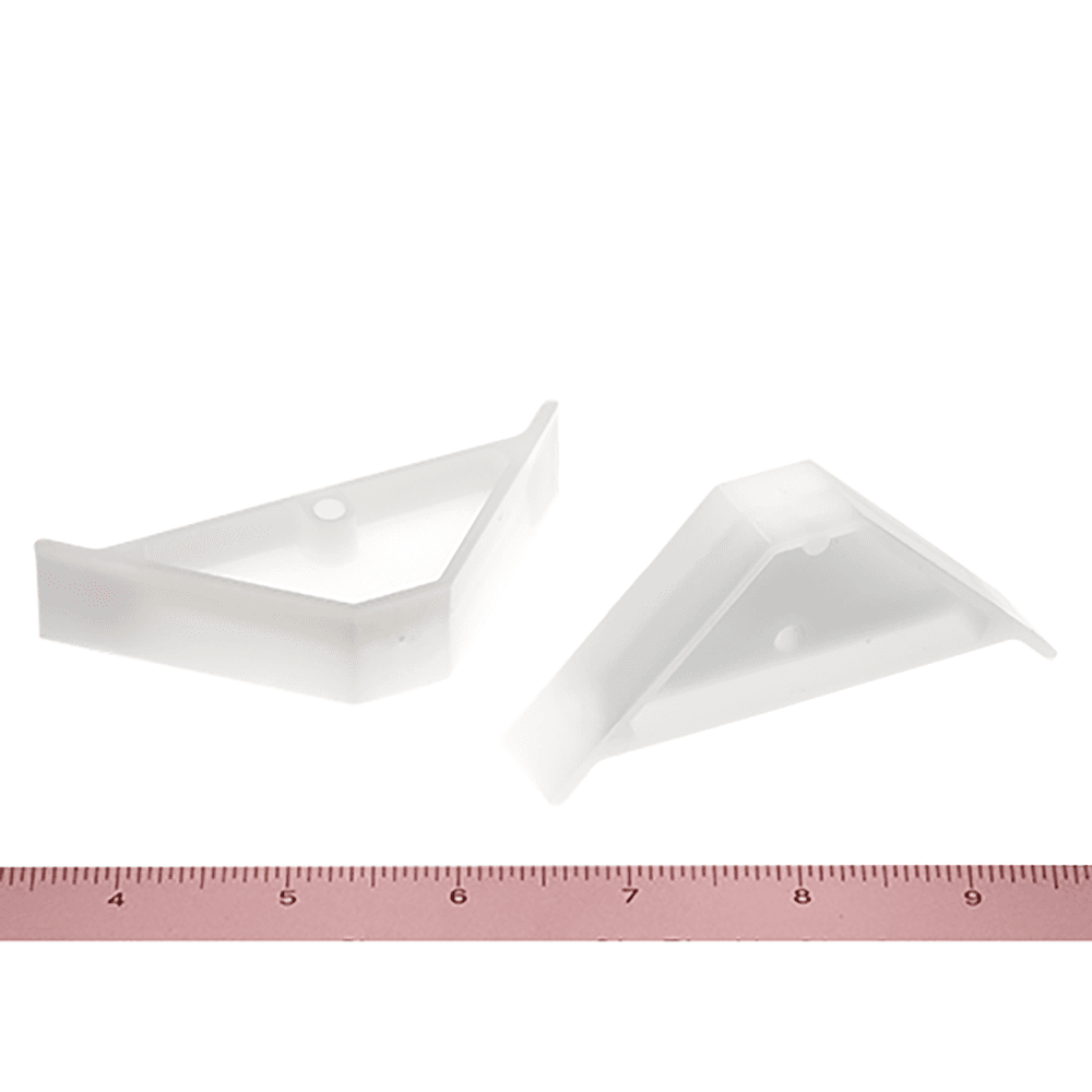 Bainbridge Manufacturing plastic corner brace for cabinet boxes - 2-1/2" x 2-1/2" natural white finish