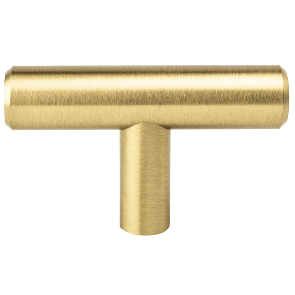 Berenson Hardware 2" Tempo T-Bar Knob Modern Brushed Gold on White Background