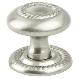 Brushed Nickel Roped Knob with Backplate from Berenson Hardware's Advantage Plus Four Collection