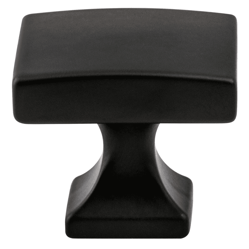 Berenson Hardware 1-3/8" Epoch Edge Square Knob, Matte Black on Cabinet Door