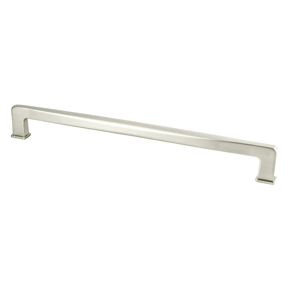 Soft-edged, curved Subtle Surge Collection Bar Pull in Modern Brushed Gold by Berenson Hardware