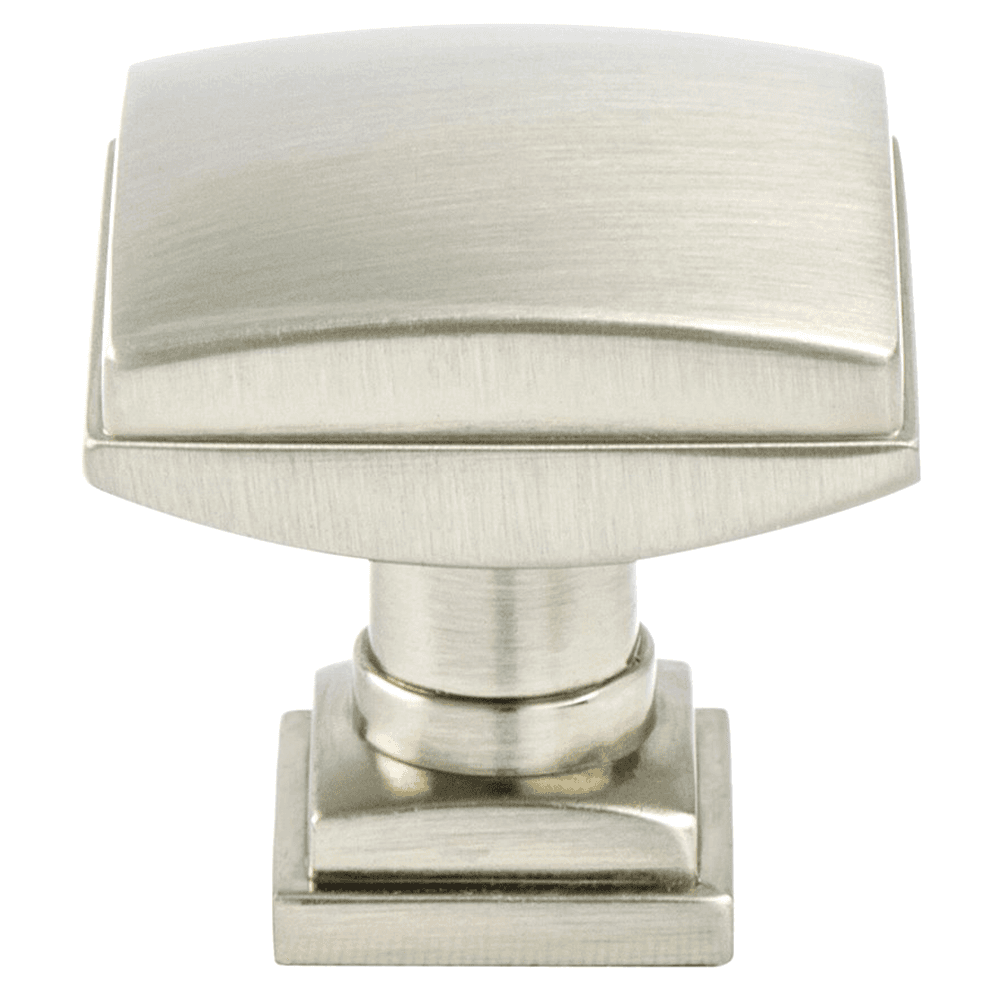 Close-up of Berenson Hardware 1-1/4" Tailored Traditional Square Knob in Modern Brushed Gold