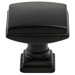 Berenson Hardware's 1-1/4" Tailored Traditional Square Knob in Matte Black finish for elegant decor