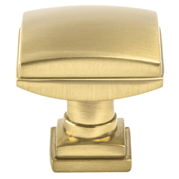 Berenson Hardware 1-1/4" Tailored Traditional Square Knob in Modern Brushed Gold on White Background