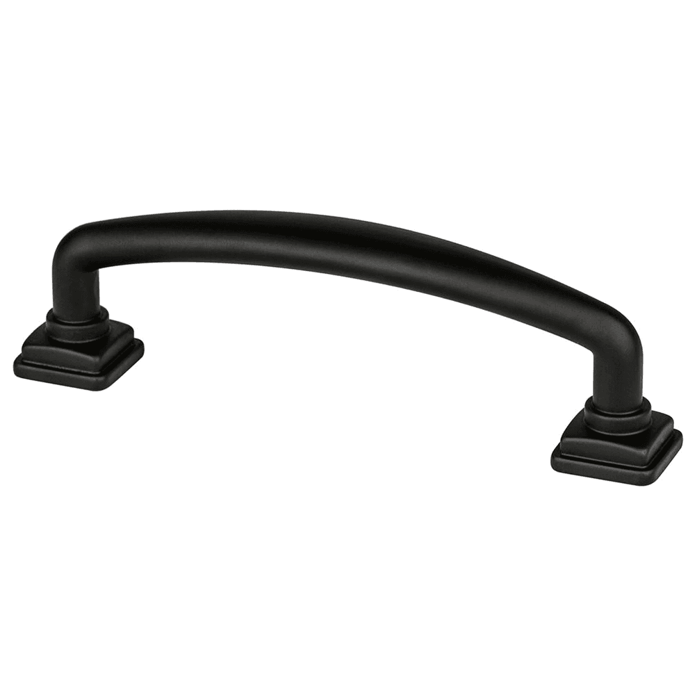 Berenson Hardware 96mm Tailored Traditional Handle Pull, Black - Front View