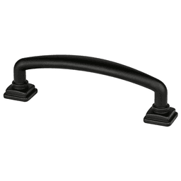 Berenson Hardware 96mm Tailored Traditional Handle Pull, Black - Front View