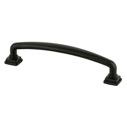 128mm Matte Black handle pull from Berenson Hardware's Tailored Traditional Collection